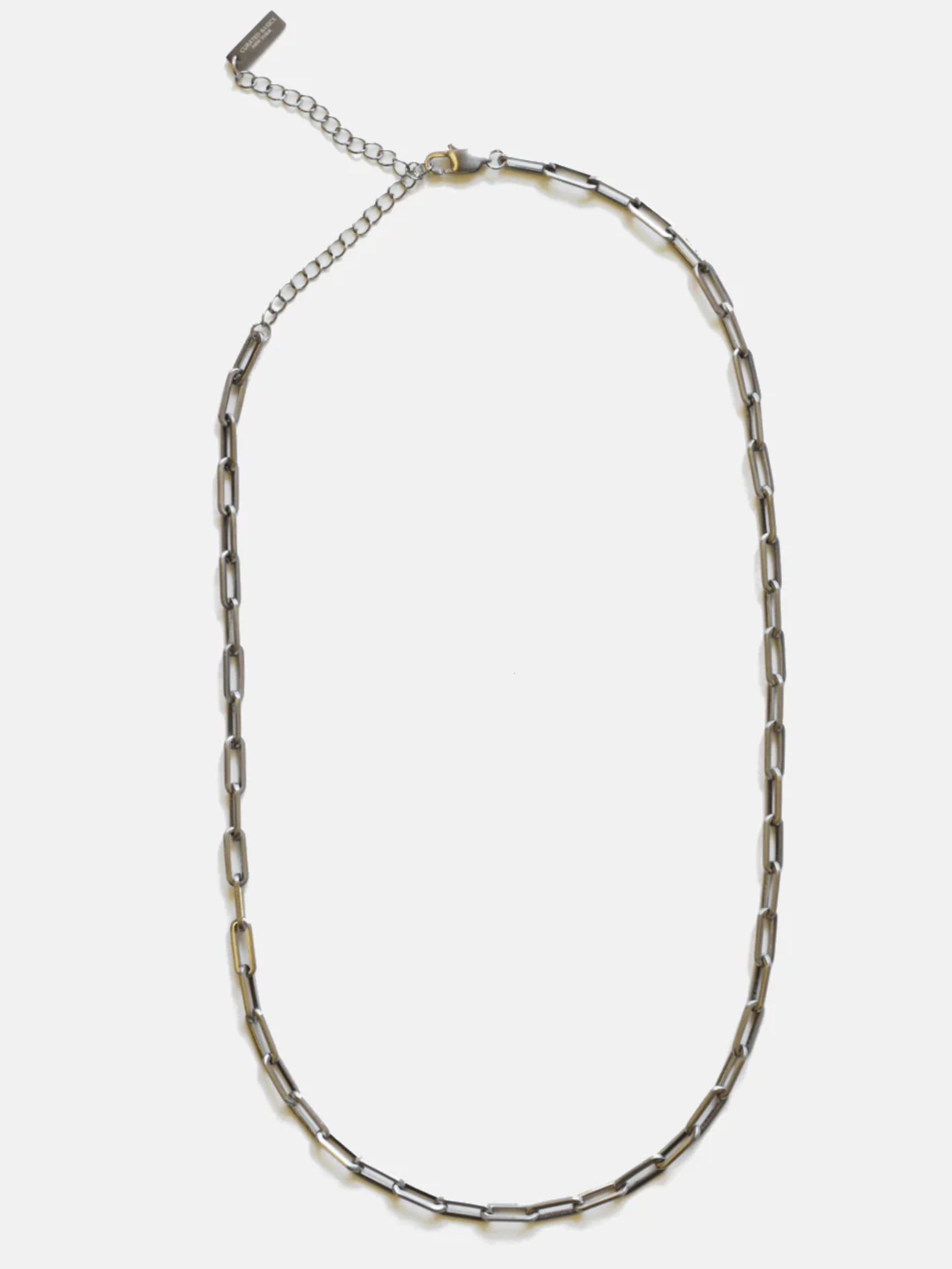 curated basics 3mm paper clip chain necklace stainless steel adjustable length kempt athens ga georgia men's clothing store