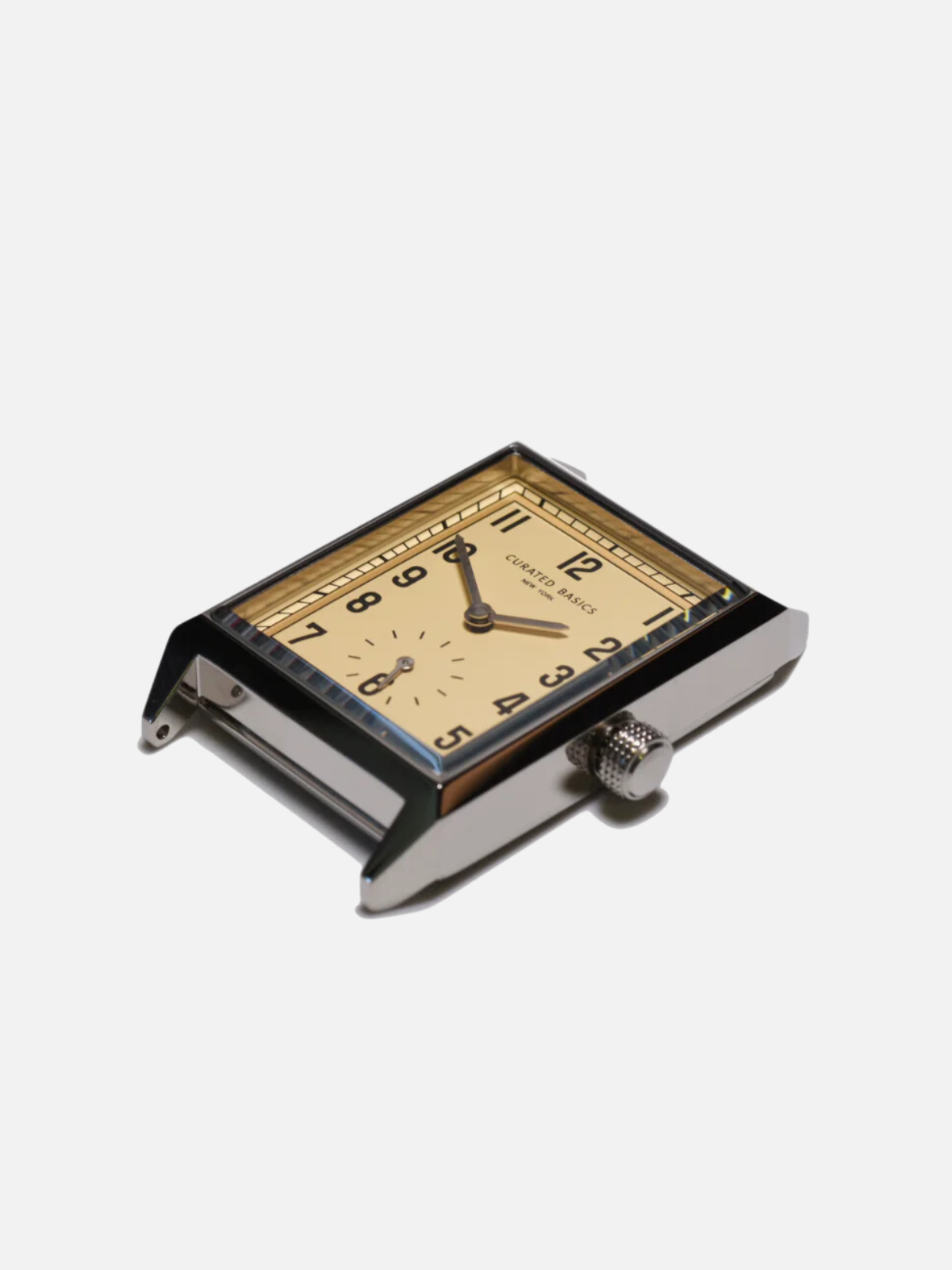 curated basics classic rectangular tank watch with japanese movement 20x40mm case dimensions tan leather green leather strap kempt athens ga georgia men's clothing store