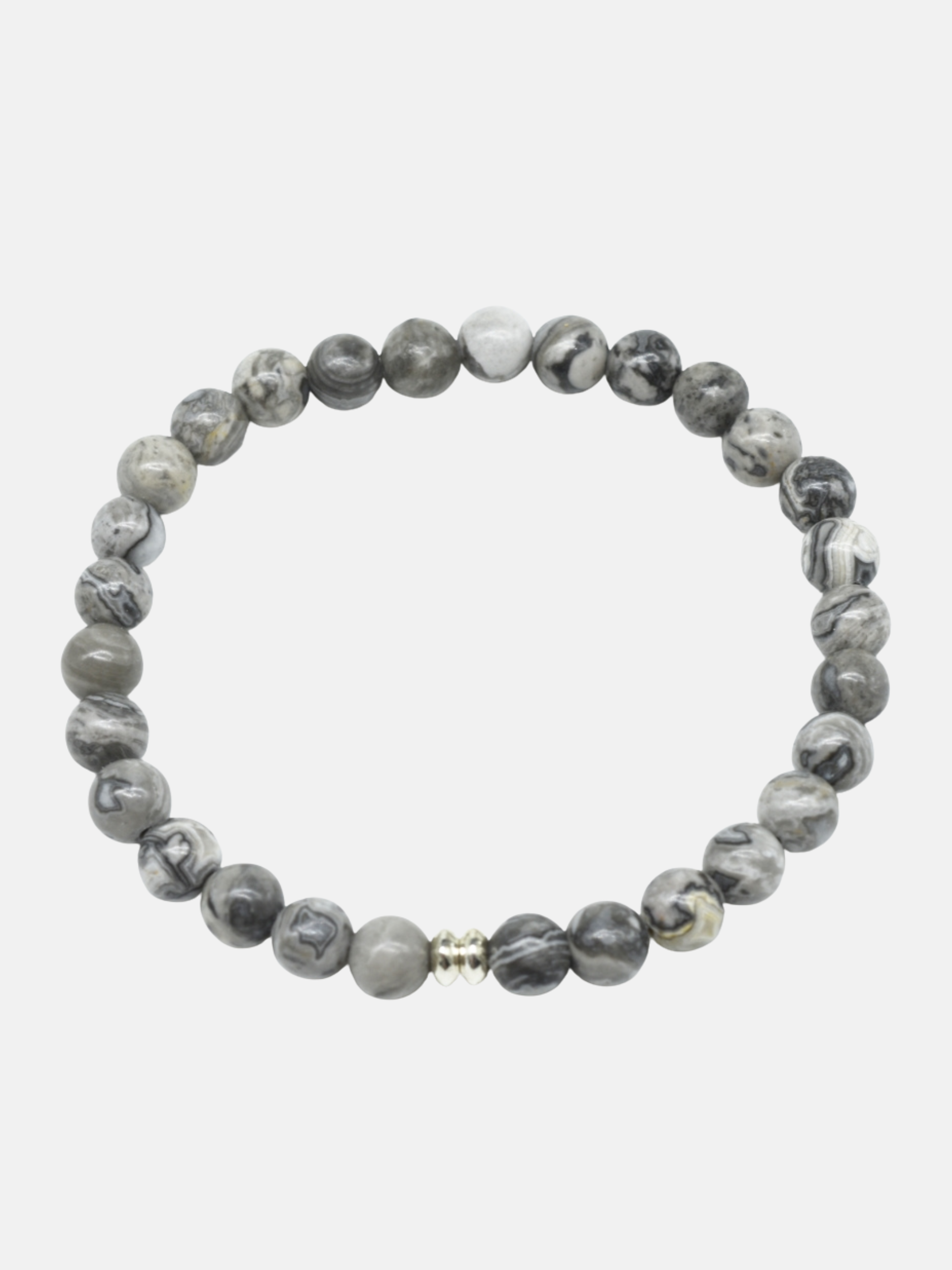 Curated Basics Allover Grey Jasper Beaded Stretch Bracelet Jewelry Accessories for Men Gifts Near Me Athens GA Georgia Kempt Menswear Store
