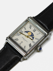 Curated Basics Moonphase Watch Black Leather Blue Lizard Strap Men’s Accessories Gifts for Men Jewelry Watches Rectangular Face Athens GA Georgia Kempt Menswear Store Near Me