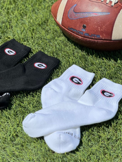 Del Campo UGA Georgia G Dawgs Bulldogs Black White Logo Socks Athletic Athens Kempt Menswear Store Near Me Accessories