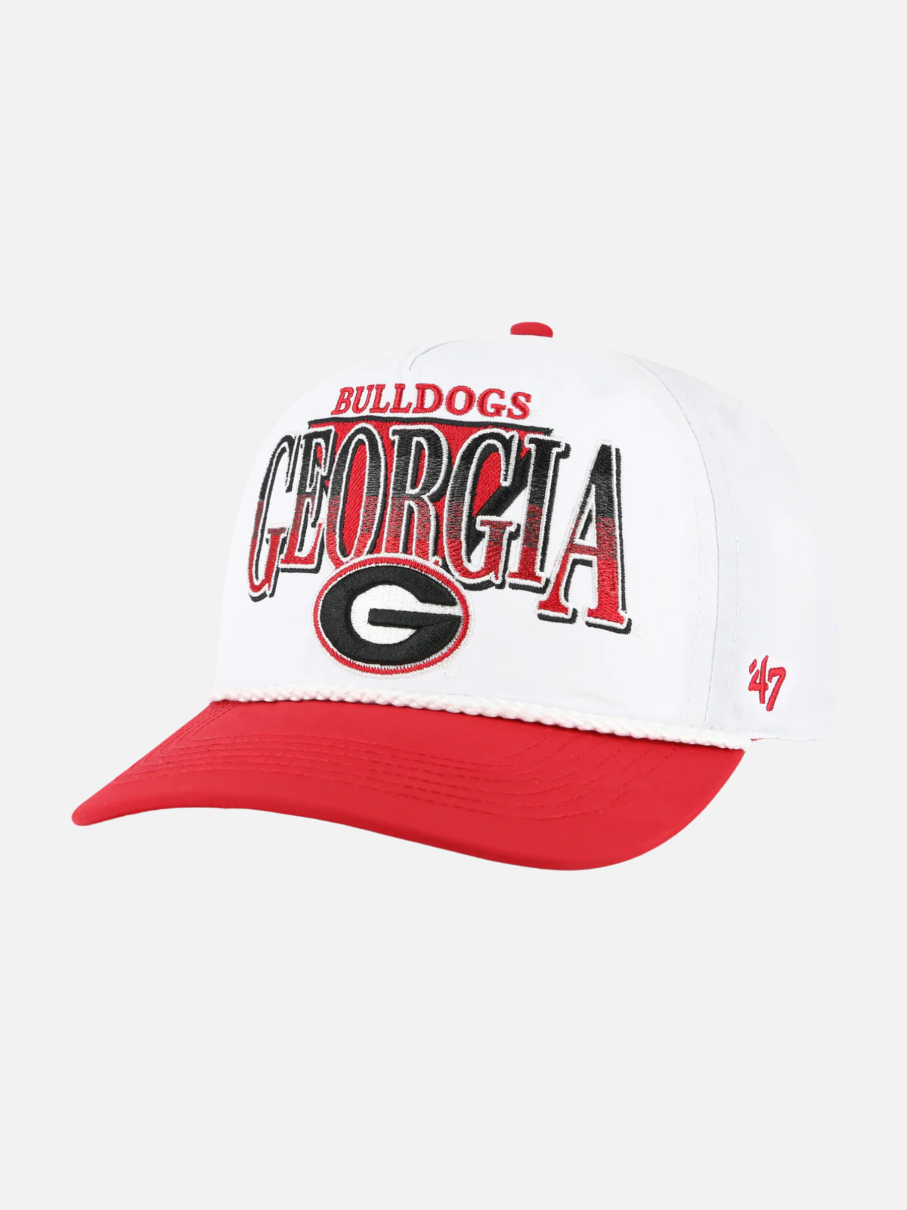 47' Brand Georgia Bulldogs Tribute Hitch Hat White Men's University of Georgia UGA Structured Snapback Cap For Men Athens GA Georgia Kempt Menswear Store Near Me