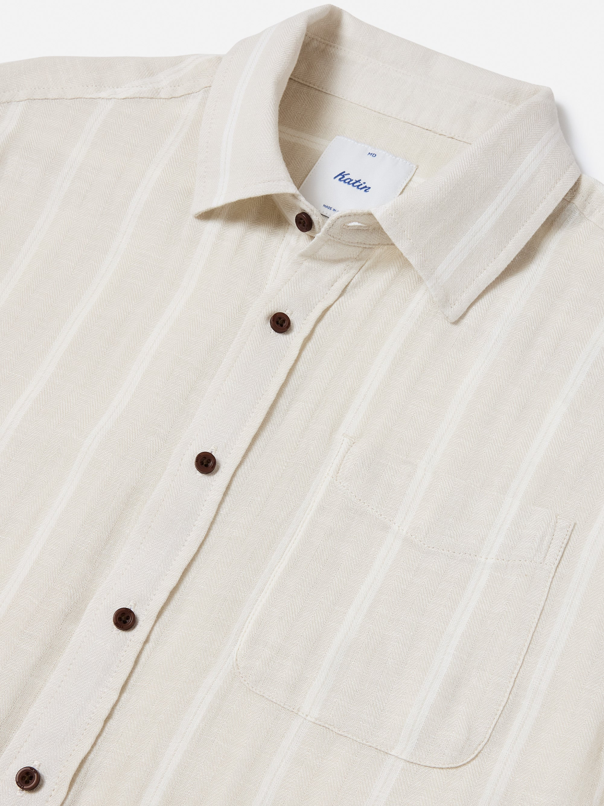 Katin Alan Shirt Moon Ivory Cream Men’s Striped Casual Button Up Short Sleeve SS Summer Shirt for Men Athens GA Georgia Kempt Menswear Store Near Me