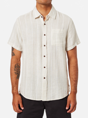 Katin Alan Shirt Moon Ivory Cream Men’s Striped Casual Button Up Short Sleeve SS Summer Shirt for Men Athens GA Georgia Kempt Menswear Store Near Me