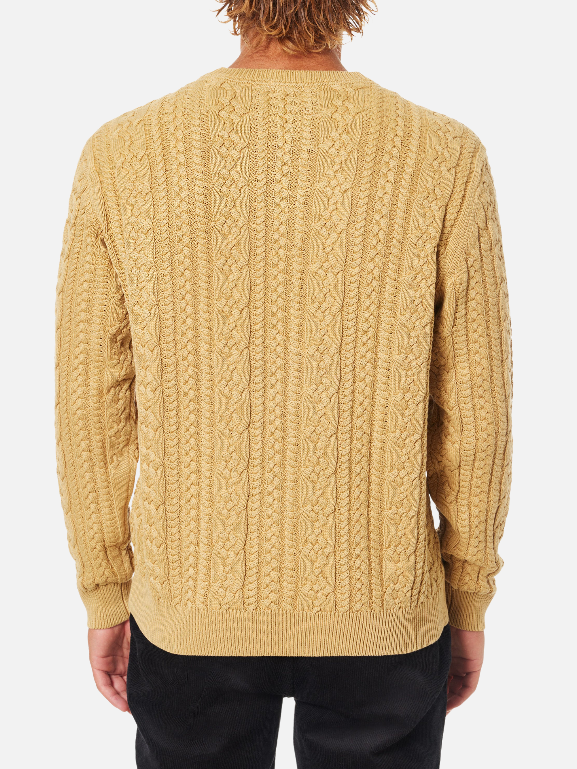 Katin Fisherman Cable Knit Sweater Driftwood Yellow Gold LS Long Sleeve Winter Wear for Men Athens GA Georgia Kempt Menswear Store Near Me