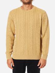 Katin Fisherman Cable Knit Sweater Driftwood Yellow Gold LS Long Sleeve Winter Wear for Men Athens GA Georgia Kempt Menswear Store Near Me