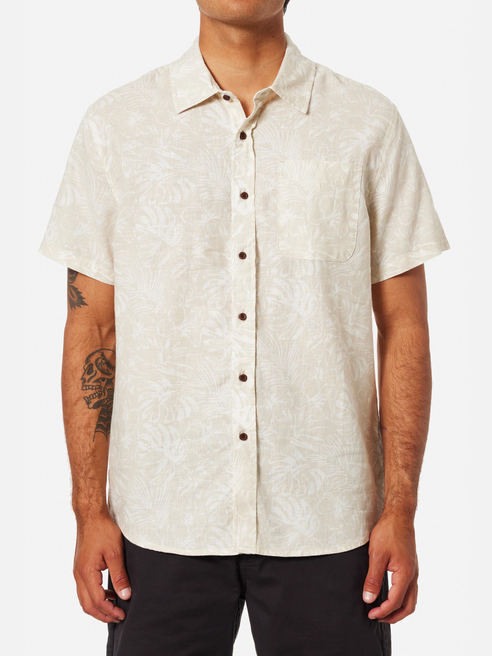 Katin Moco Shirt Floral Print White Cream Button Up Collared Shirt for MenMen’s Tops Athens GA Georgia Kempt Menswear Store Near Me Spring Summer