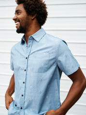 Katin Rollins Shirt Overcast Light Blue Periwinkle Pattern SS Short Sleeve Shirt for Men Men’s Summer Tops Athens GA Georgia Kempt Menswear Store Near Me