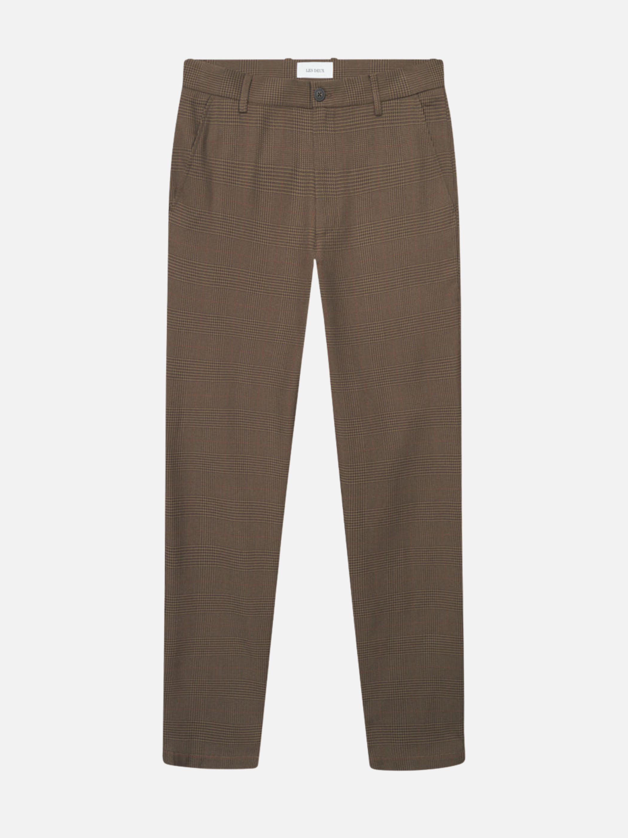 Les Deux Como Reg Houndstooth Suit Pants Straight Fit Teak Brown Plaid Pattern Men’s Bottoms for Men Athens GA Georgia Kempt Menswear Store Near Me