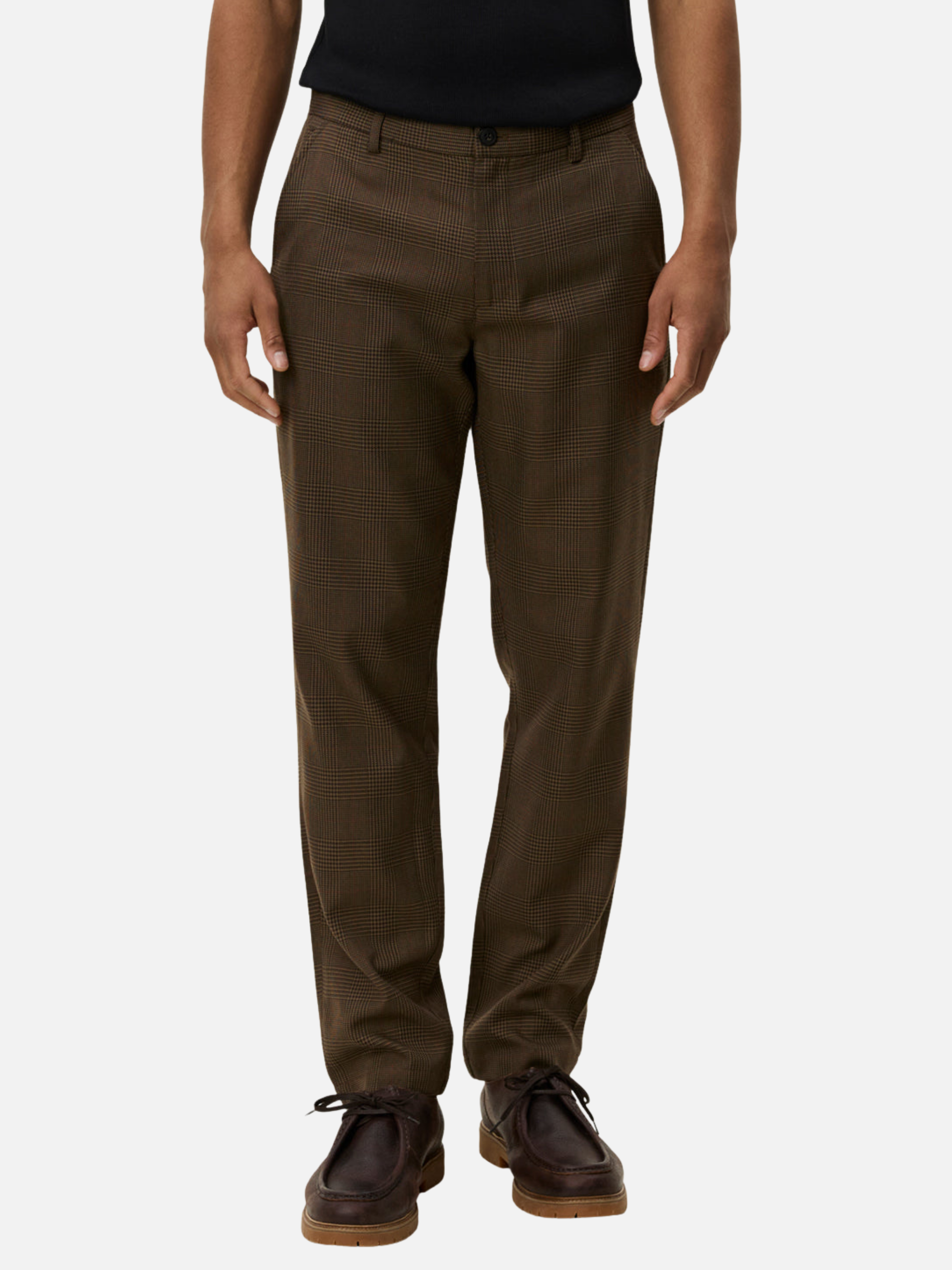Les Deux Como Reg Houndstooth Suit Pants Straight Fit Teak Brown Plaid Pattern Men’s Bottoms for Men Athens GA Georgia Kempt Menswear Store Near Me