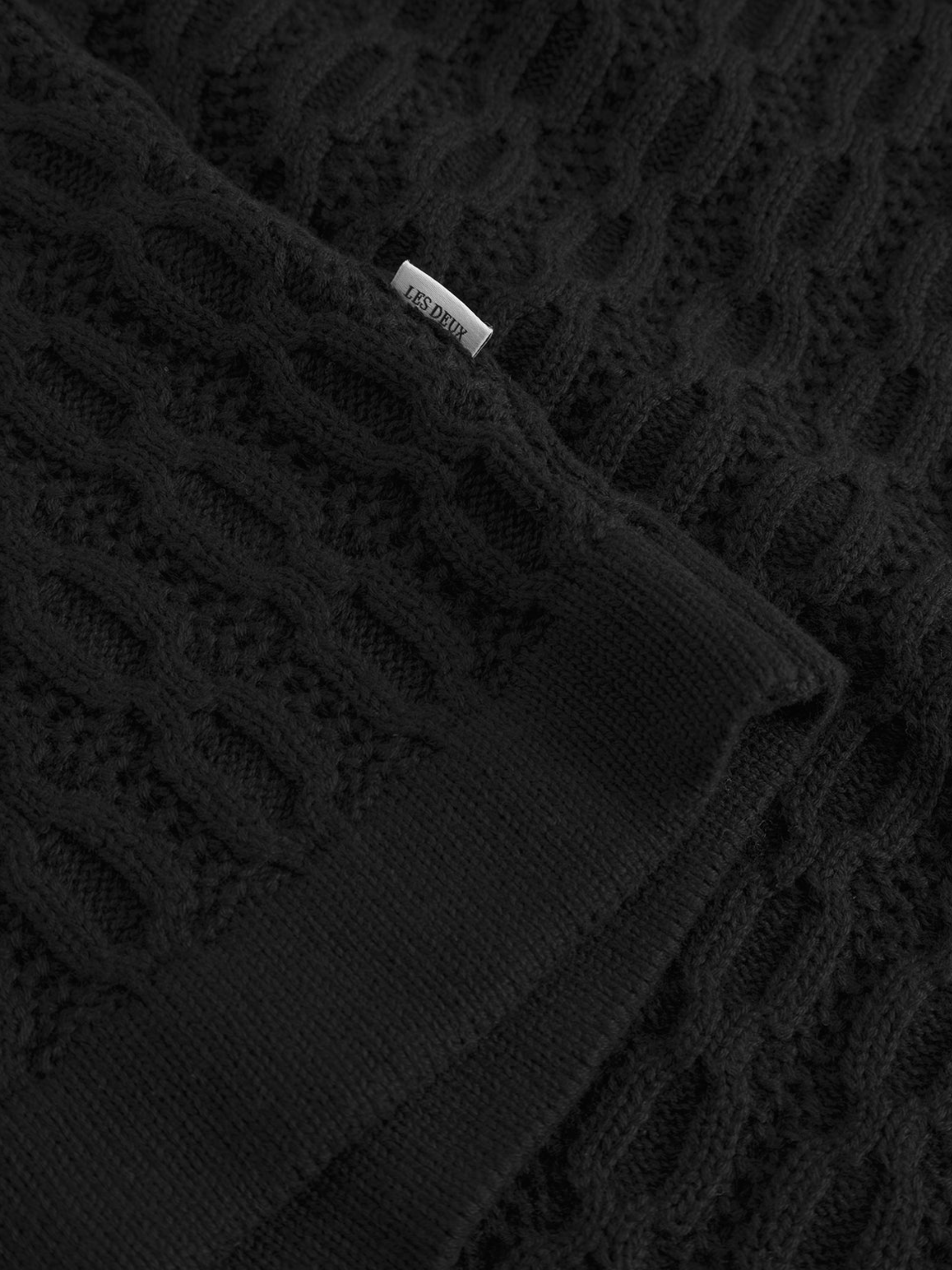 Les Deux Garrett Knitted Polo SS Short Sleeve Black Textured Knit Pattern Summer Knits Athens GA Georgia Kempt Menswear Store Near Me