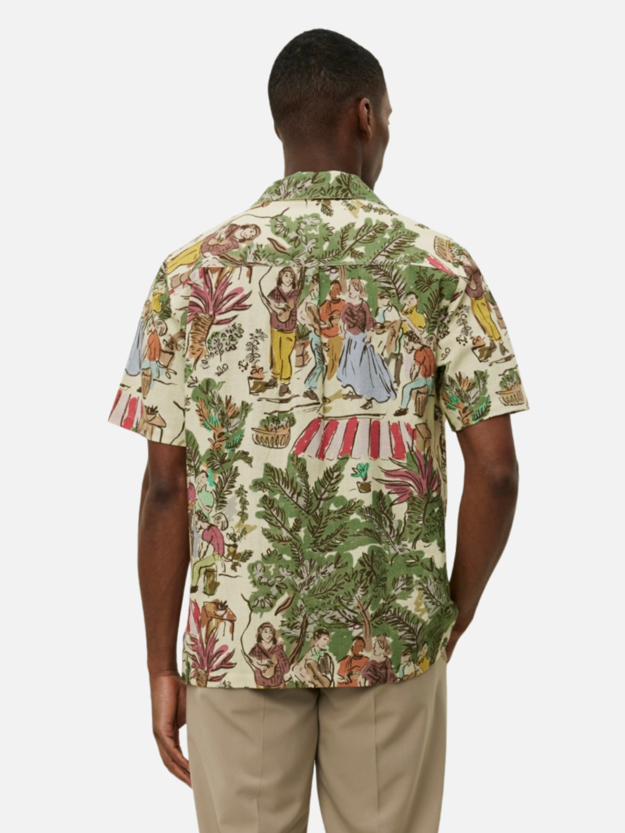 Les Deux Lukas AOP Dancing Shirt SS Short Sleeve Printed Top Unique Pattern Oil Green Summer Men’s Tops for Men Athens GA Georgia Kempt Menswear Store Near Me