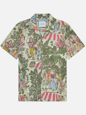 Les Deux Lukas AOP Dancing Shirt SS Short Sleeve Printed Top Unique Pattern Oil Green Summer Men’s Tops for Men Athens GA Georgia Kempt Menswear Store Near Me