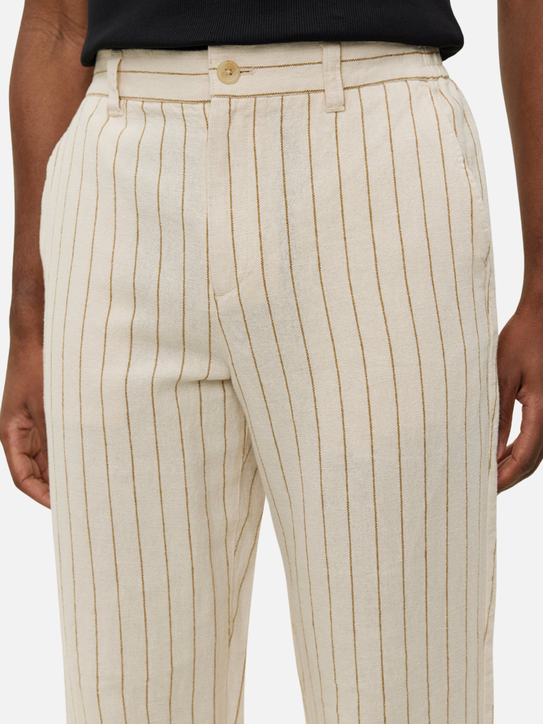 Les Deux Striped Pino Linen Pants Ivory Tan Lightweight Light Summer Bottoms Men’s Pant for Men Athens GA Georgia Kempt Menswear Store Near Me