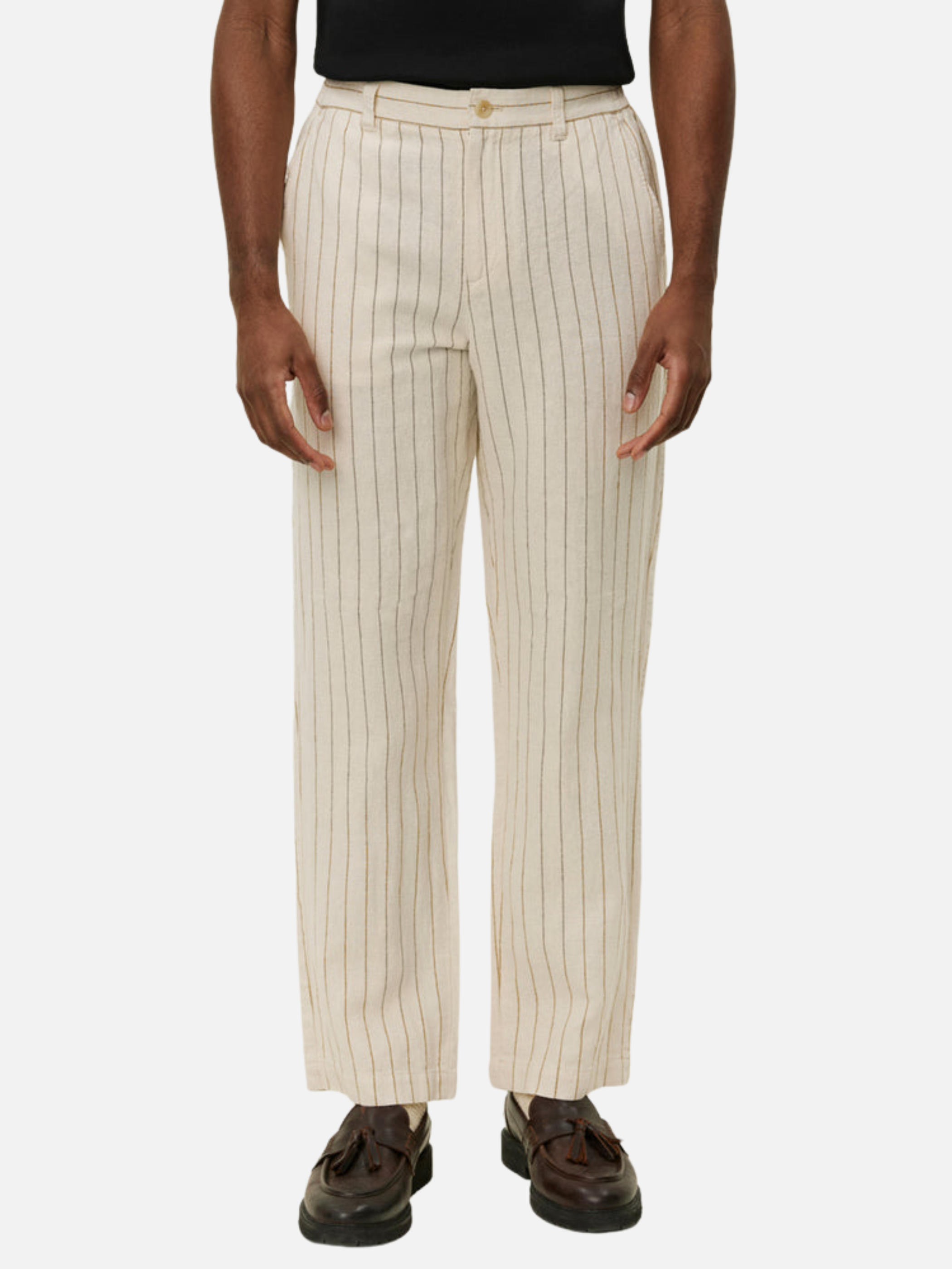 Les Deux Striped Pino Linen Pants Ivory Tan Lightweight Light Summer Bottoms Men’s Pant for Men Athens GA Georgia Kempt Menswear Store Near Me
