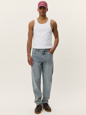 Les Deux Ryder Washed Denim Jeans Pants Loose Tapered Fit Light Indigo Wash Pants Bottoms for Men Athens GA Georgia Kempt Menswear Store Near Me