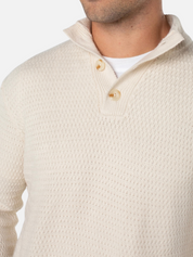 Liverpool Button Mock Neck Sweater Cream Men’s Sweater Acrylic LS Long Sleeve Top for Men Athens GA Georgia Kempt Menswear Store Near Me