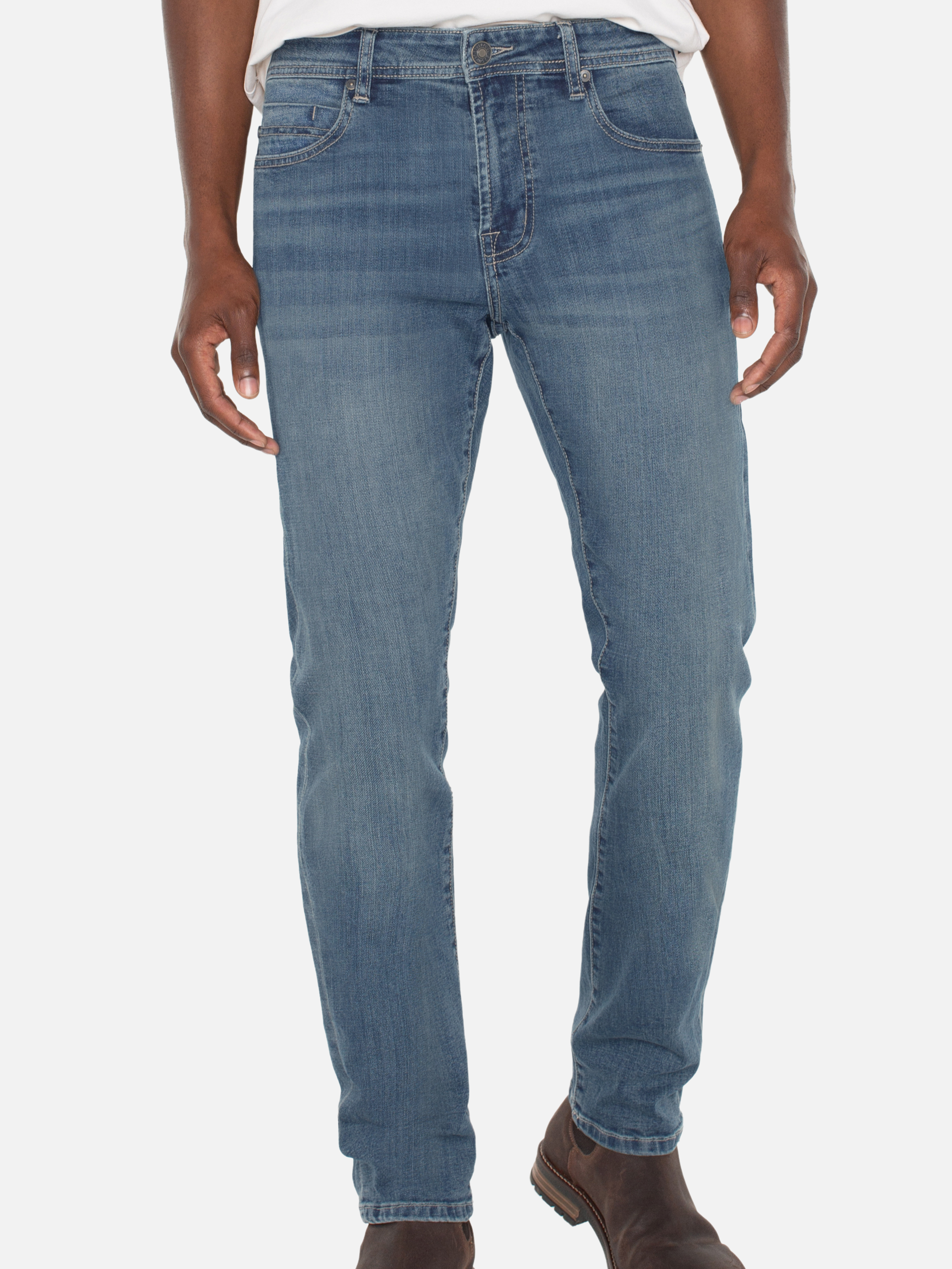 Liverpool Kingston Modern Straight Rialto Blue Denim Men’s Jeans Bottoms Slim Fit Kempt Athens Menswear Store