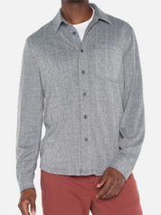 Liverpool Knit LS Long Sleeve Button Up Shirt Collared Front Pocket Top for Men Kempt Athens Menswear Store