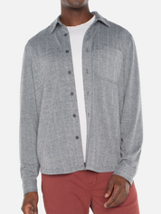 Liverpool Knit LS Long Sleeve Button Up Shirt Collared Front Pocket Top for Men Kempt Athens Menswear Store