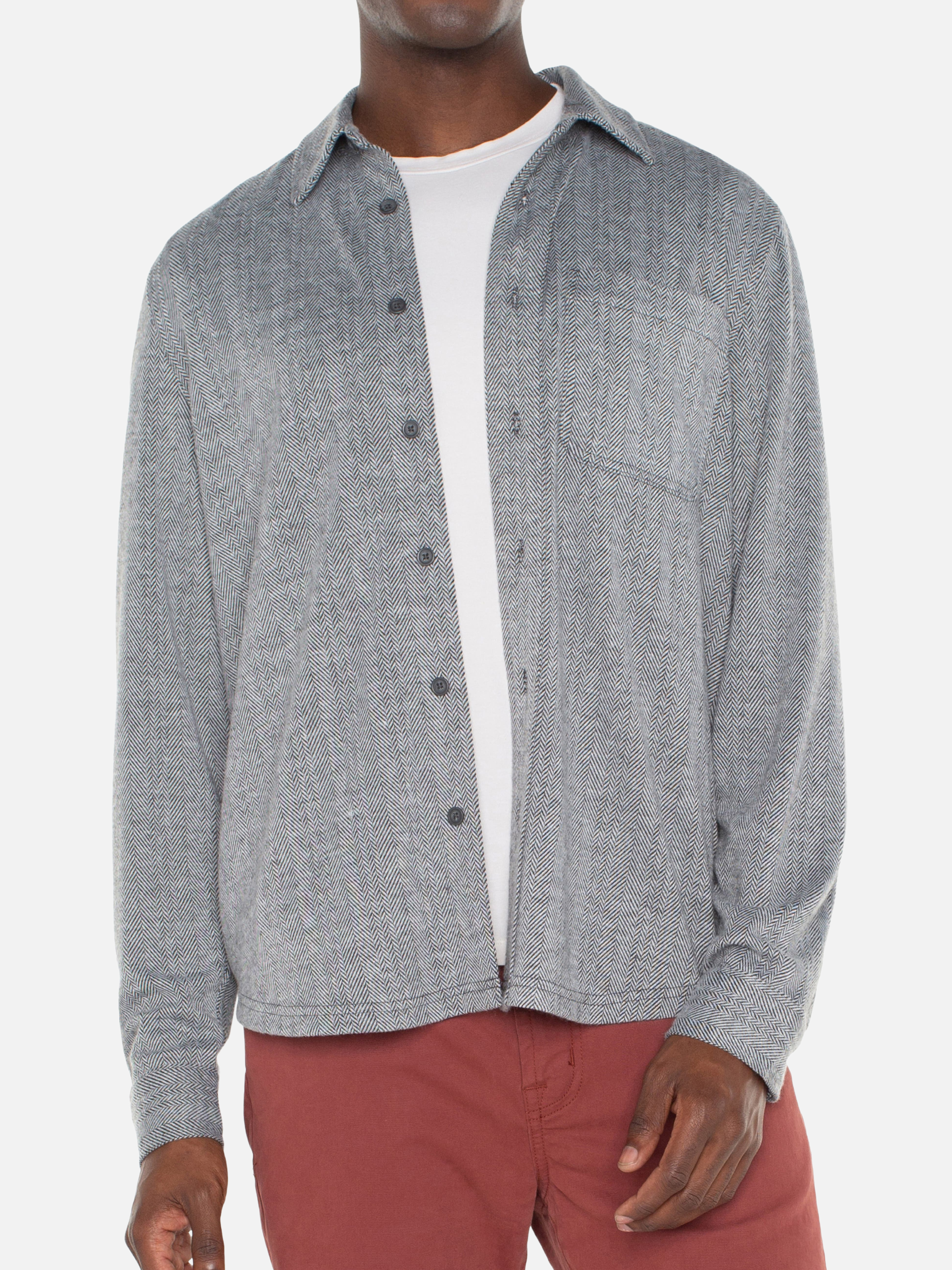 Liverpool Knit LS Long Sleeve Button Up Shirt Collared Front Pocket Top for Men Kempt Athens Menswear Store