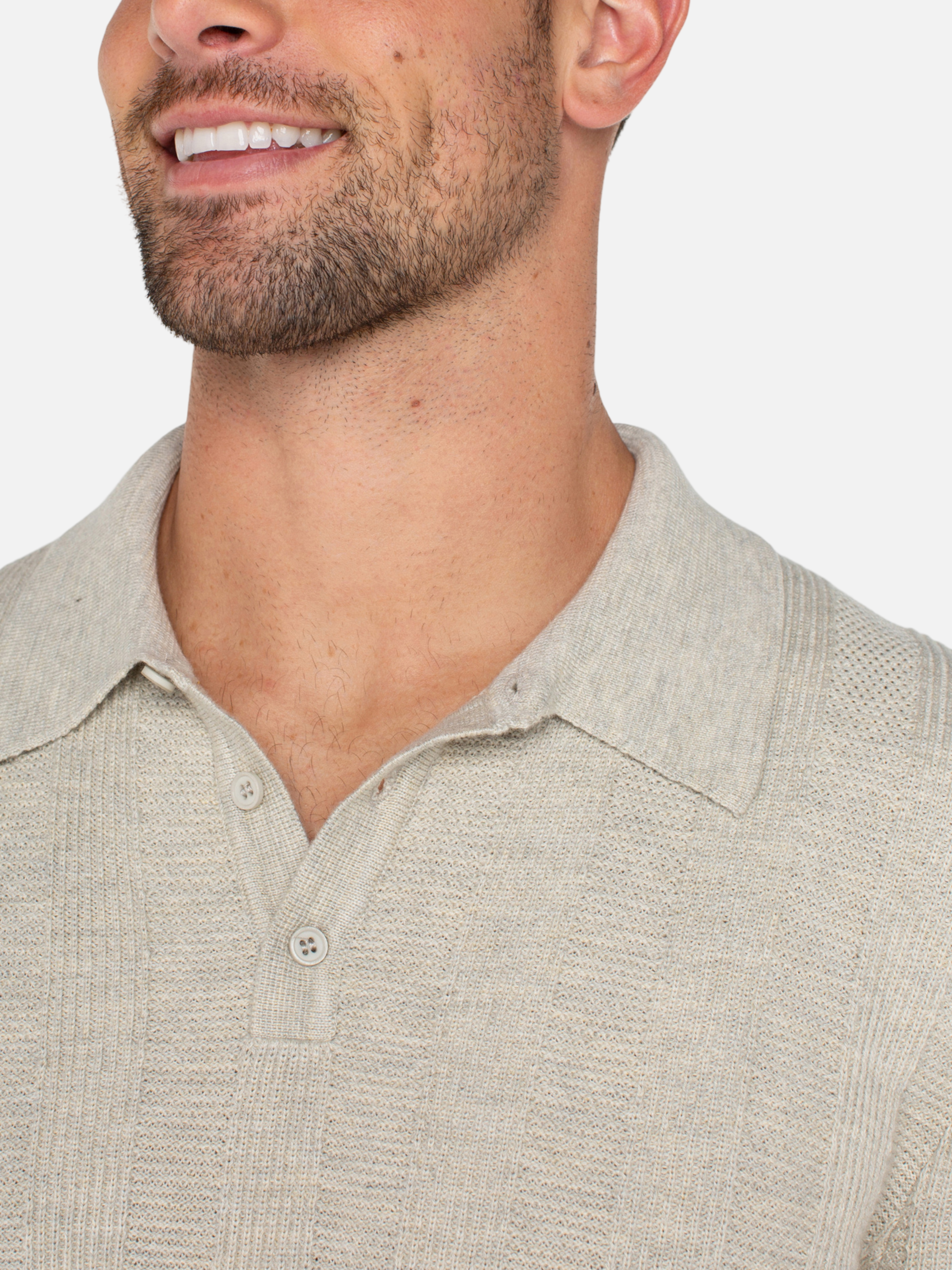 Liverpool Hudson Knit Sweater Polo Oatmeal Knit Men’s Top for Men Athens GA Georgia Kempt Menswear Store Near Me Light