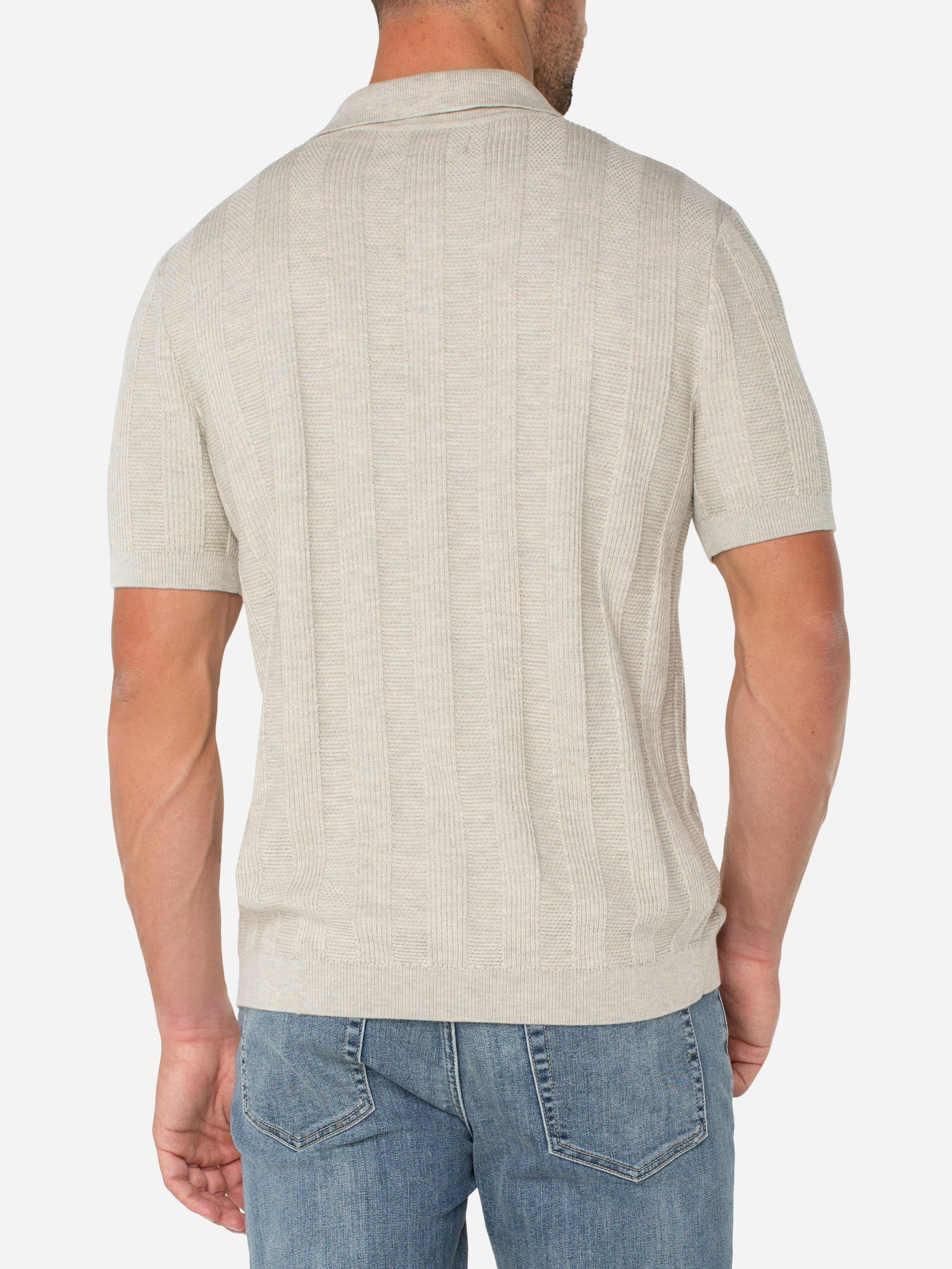 Liverpool Hudson Knit Sweater Polo Oatmeal Knit Men’s Top for Men Athens GA Georgia Kempt Menswear Store Near Me Light