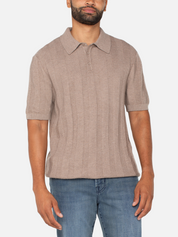 Liverpool Sweater Polo Taupe Knit SS Short Sleeve Men’s Top for Men Athens GA Georgia Kempt Menswear Store Near Me