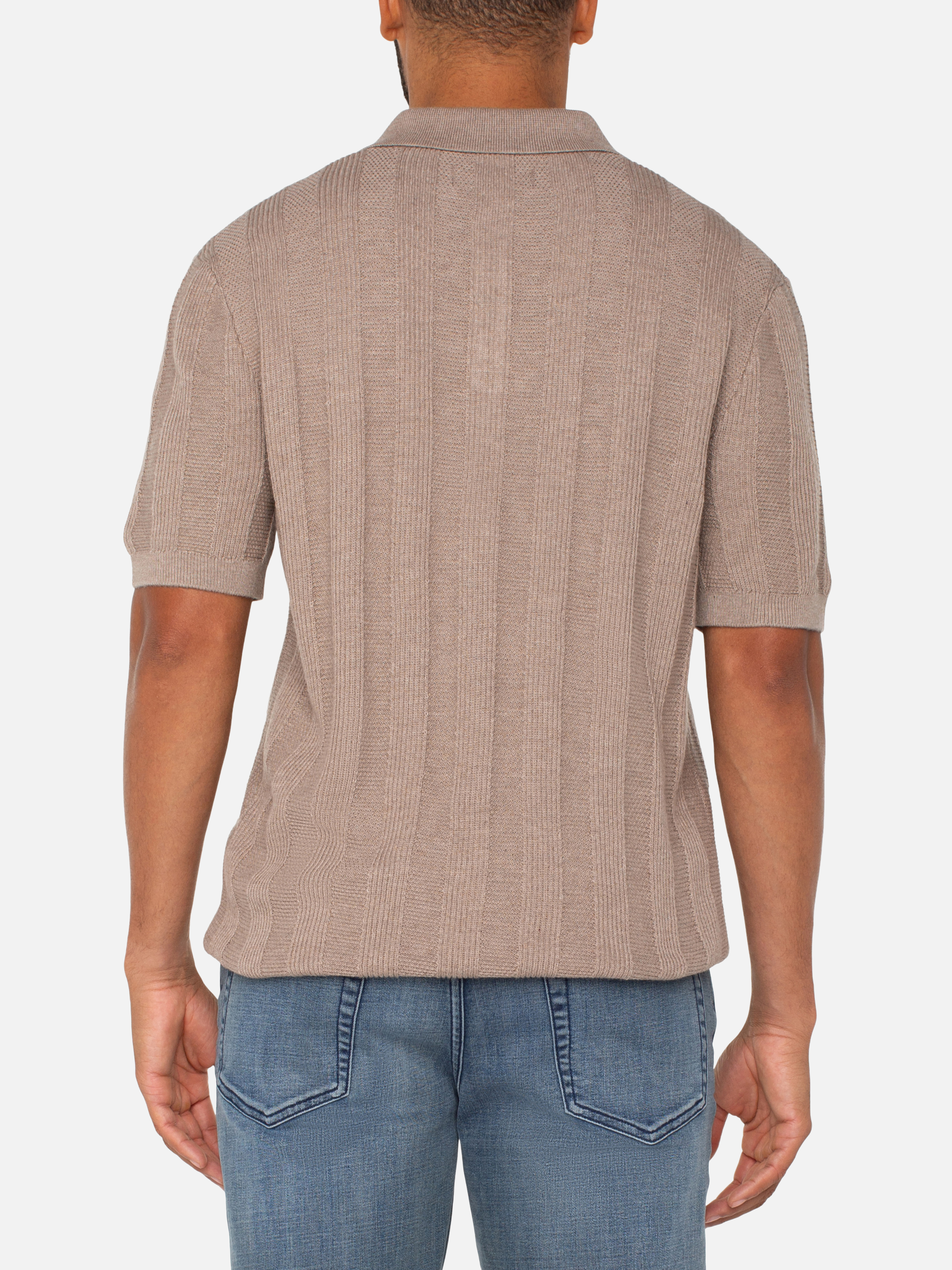 Liverpool Sweater Polo Taupe Knit SS Short Sleeve Men’s Top for Men Athens GA Georgia Kempt Menswear Store Near Me