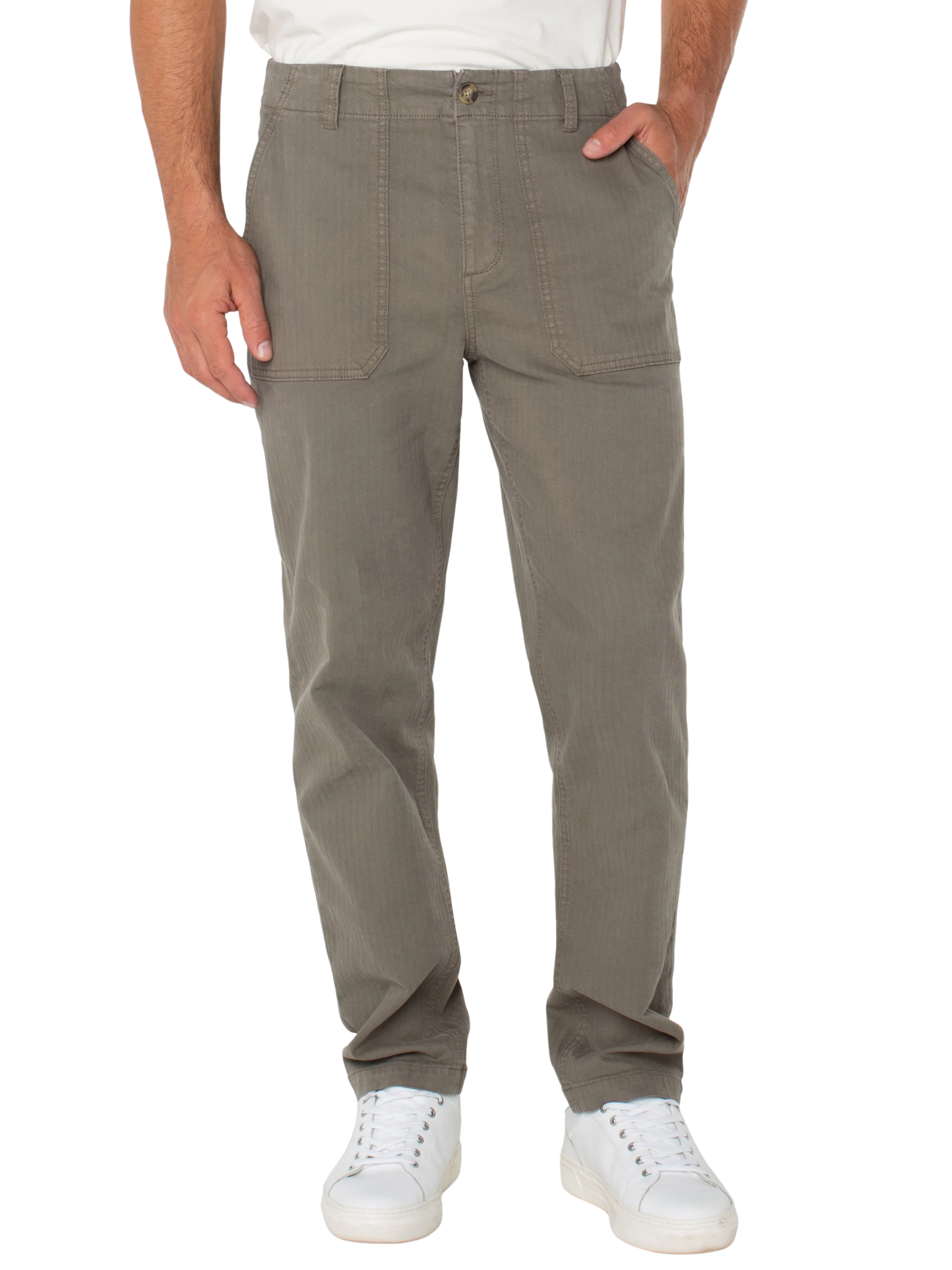 Liverpool Mens Utility Straight Leg Workwear Pant Pewter Green Kempt Mens Shop Athens Georgia