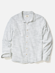 Marine Layer Classic Stretch Long Sleeve LS Selvage Shirt Natural White Black Stripe Pattern Men’s Tops for Men Spring Summer Collared Button Up Athens GA Georgia Kempt Menswear Store Near Me