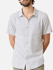 Marine Layer Classic Stretch Selvage Shirt Blue Mini Stripe SS Short Sleeve Men’s Button Top Athens GA Georgia Kempt Menswear Store Near Me
