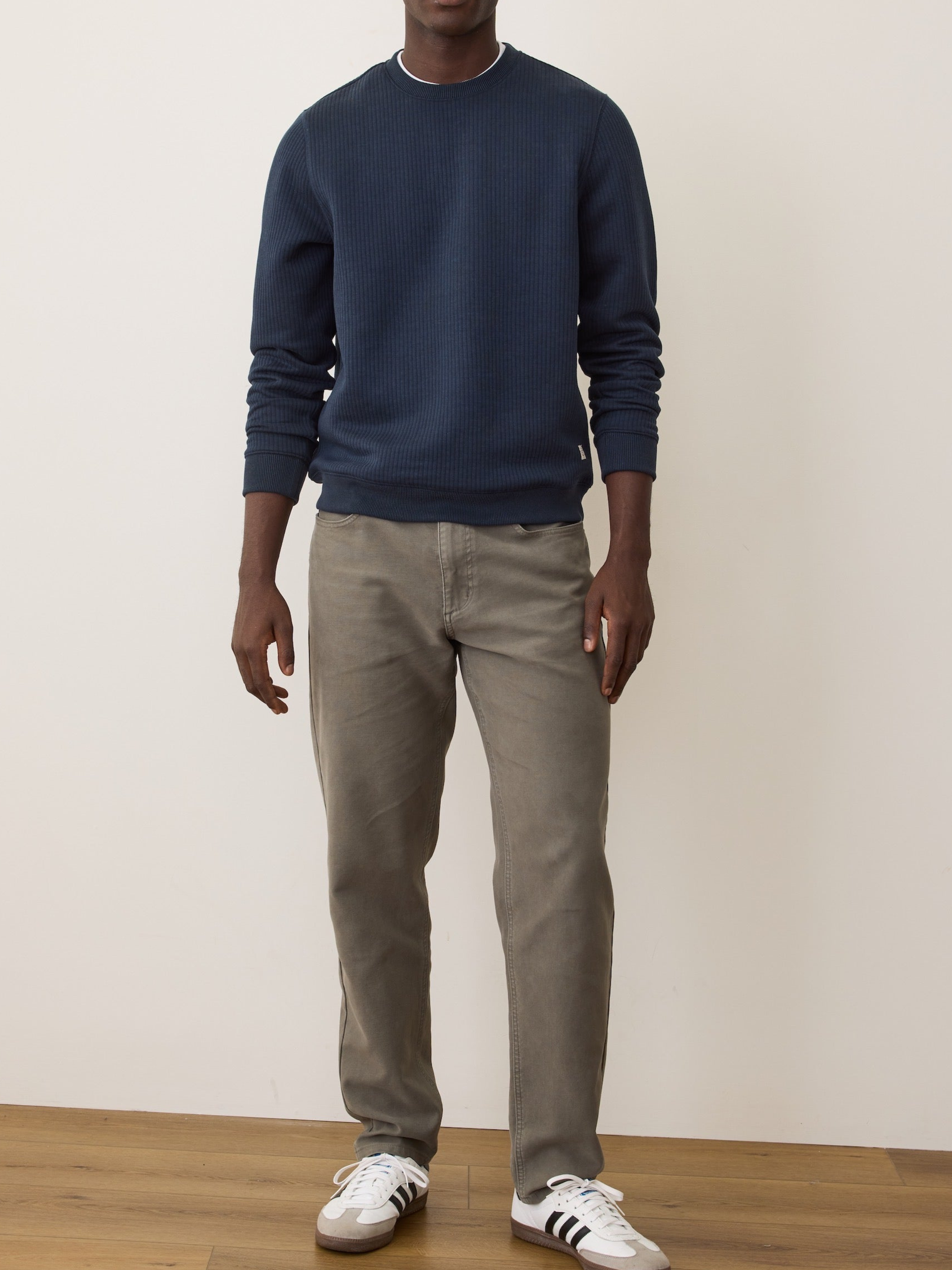 Marine Layer Corbet Quilted Crewneck Navy Blue Texture Layer Fall Winter Men’s Tops for Men Athens GA Georgia Kempt Menswear Store Near Me