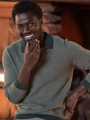 Marine Layer Liam Sweater Long Sleeve Polo Barbour Sable Green Brown Knit Knitted Men’s Top Tops for Men Fall Winter Johnny Collar