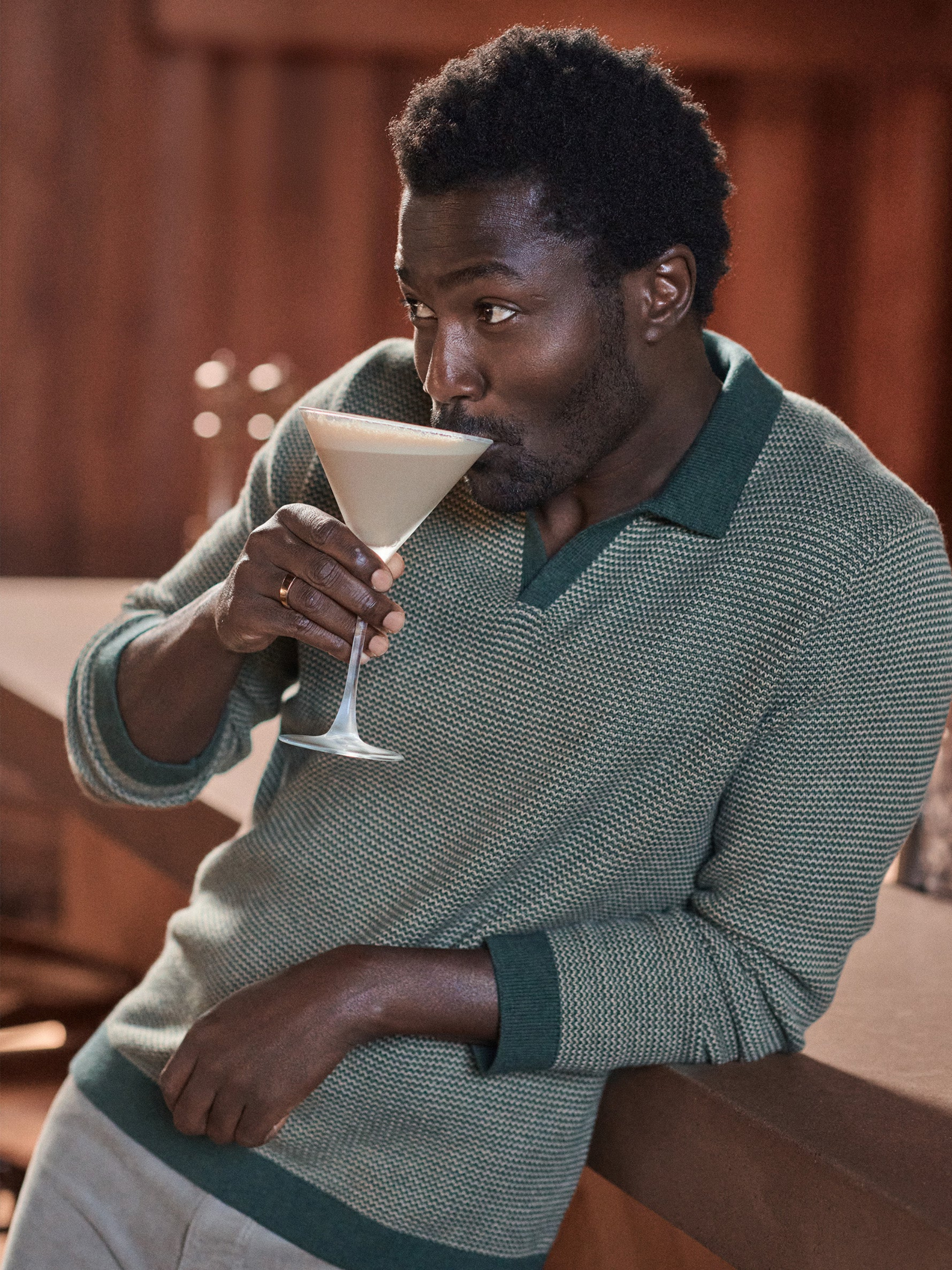 Marine Layer Liam Sweater Long Sleeve Polo Barbour Sable Green Brown Knit Knitted Men’s Top Tops for Men Fall Winter Johnny Collar