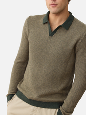 Marine Layer Liam Sweater Long Sleeve Polo Barbour Sable Green Brown Knit Knitted Men’s Top Tops for Men Fall Winter Johnny Collar