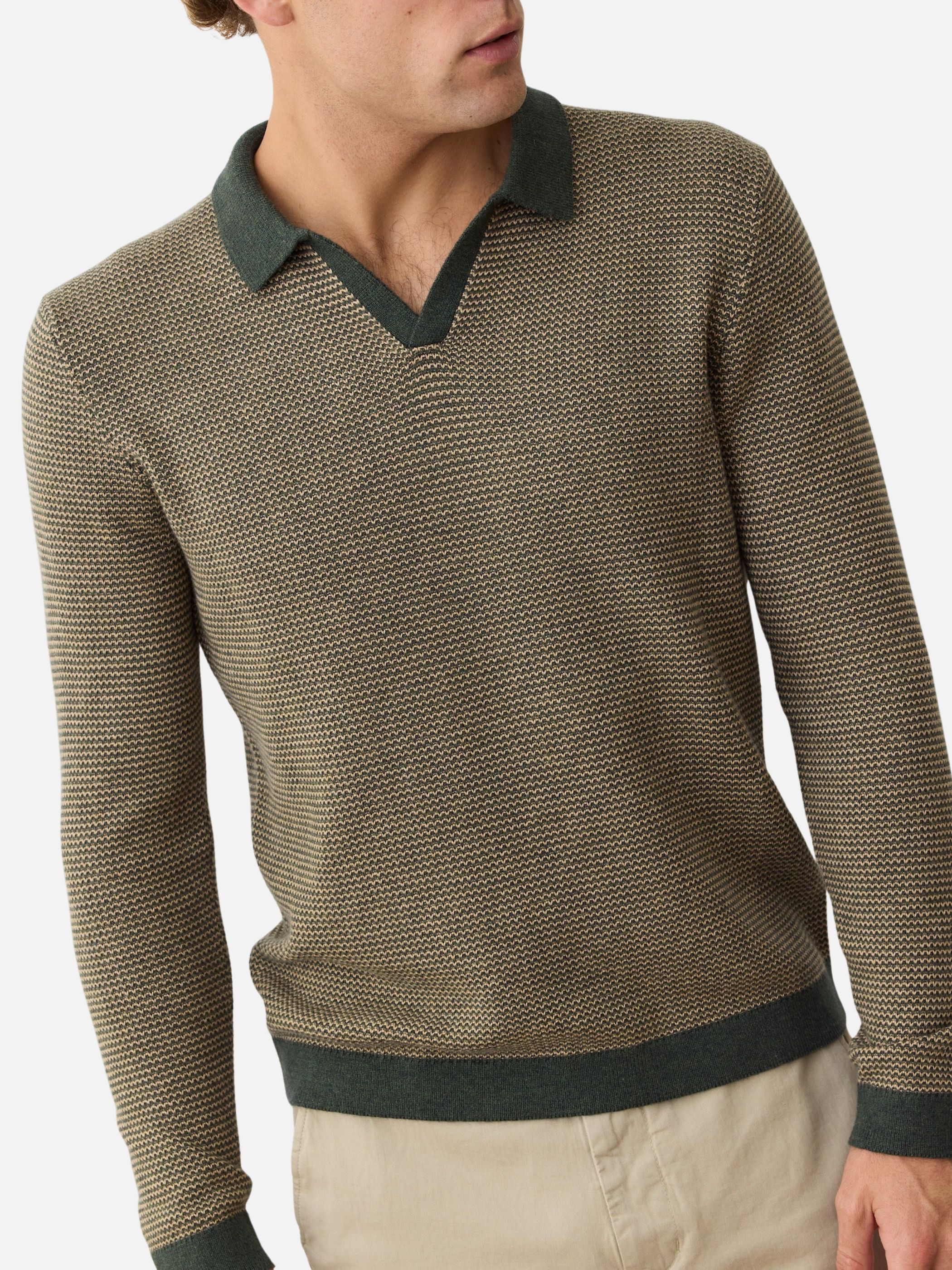 Marine Layer Liam Sweater Long Sleeve Polo Barbour Sable Green Brown Knit Knitted Men’s Top Tops for Men Fall Winter Johnny Collar