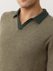 Marine Layer Liam Sweater Long Sleeve Polo Barbour Sable Green Brown Knit Knitted Men’s Top Tops for Men Fall Winter Johnny Collar