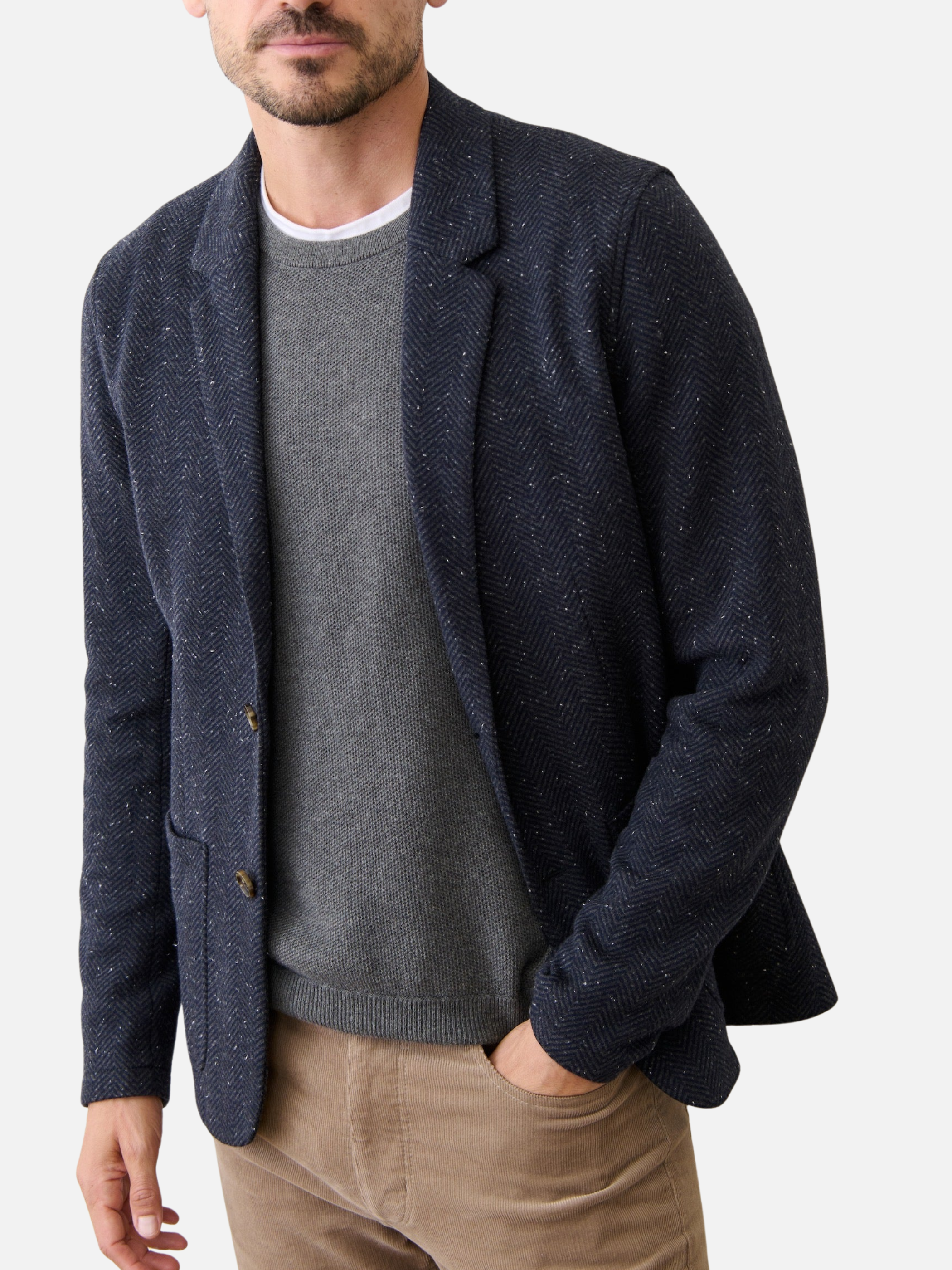 Marine Layer Pacifica Stretch Twill Blazer Unconstructed Navy Herringbone Fall Winter Men’s Tops for Men Athens GA Georgia Kempt Menswear Store Near Me