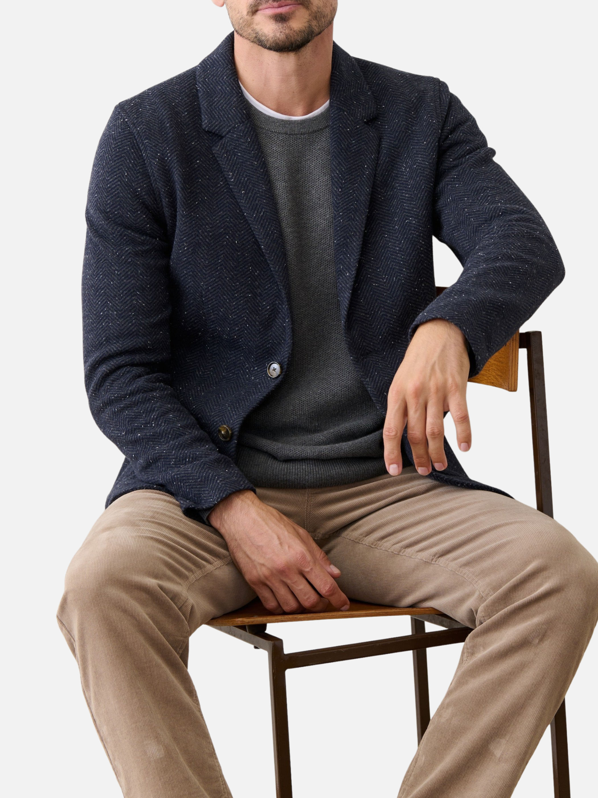 Marine Layer Pacifica Stretch Twill Blazer Unconstructed Navy Herringbone Fall Winter Men’s Tops for Men Athens GA Georgia Kempt Menswear Store Near Me