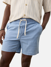 Marine Layer Saturday Seersucker 6” Inch Short Light Indigo Blue Drawstring Elastic Waistband Men’s Bottoms for Men Spring Summer Athens GA Georgia Kempt Menswear Store Near Me