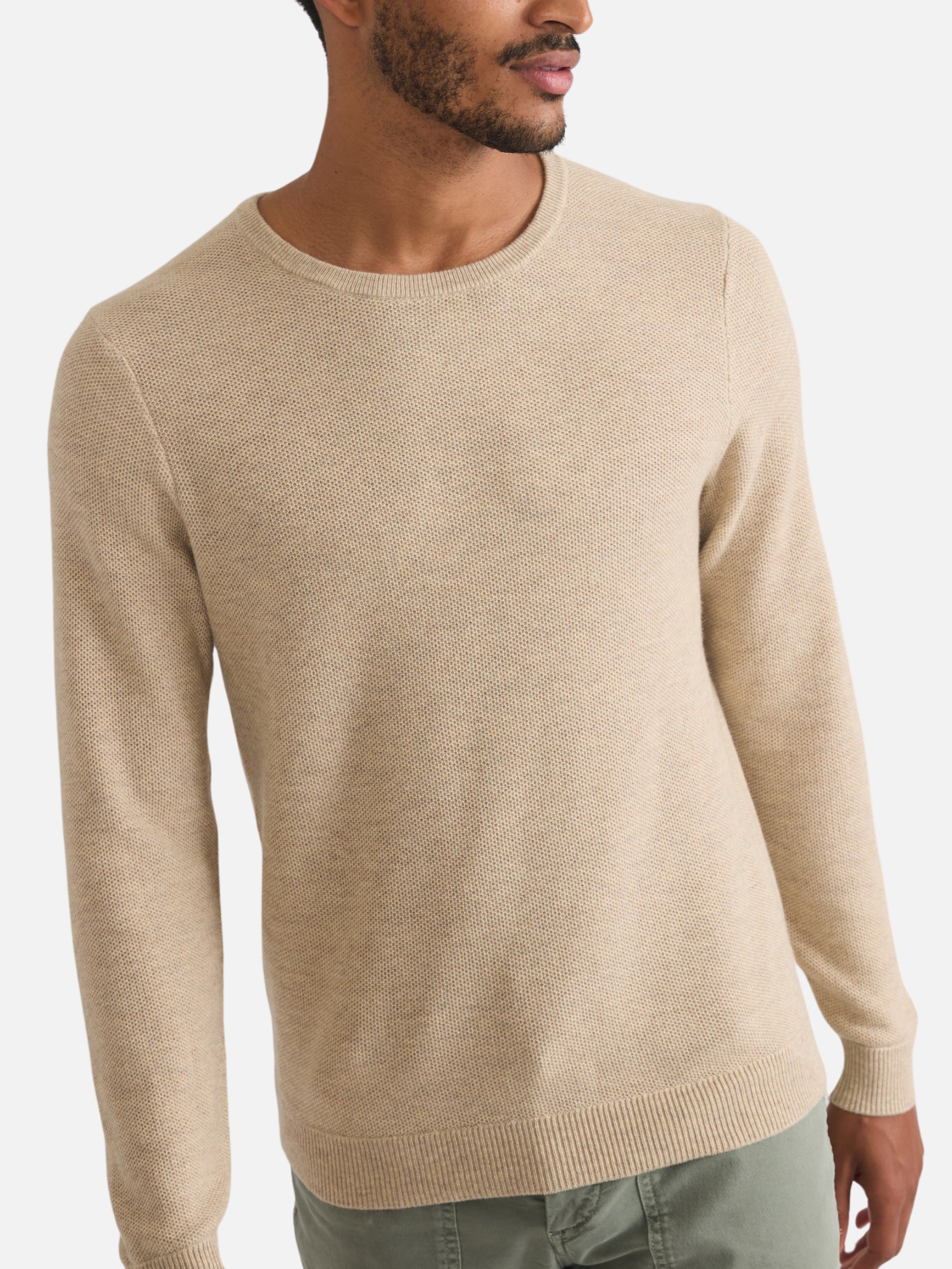 Marine Layer Merino Wool Blend Sweater Tee Driftwood Cream LS Long Sleeve Men’s Tops Athens GA Georgia Kempt Menswear Store Near Me
