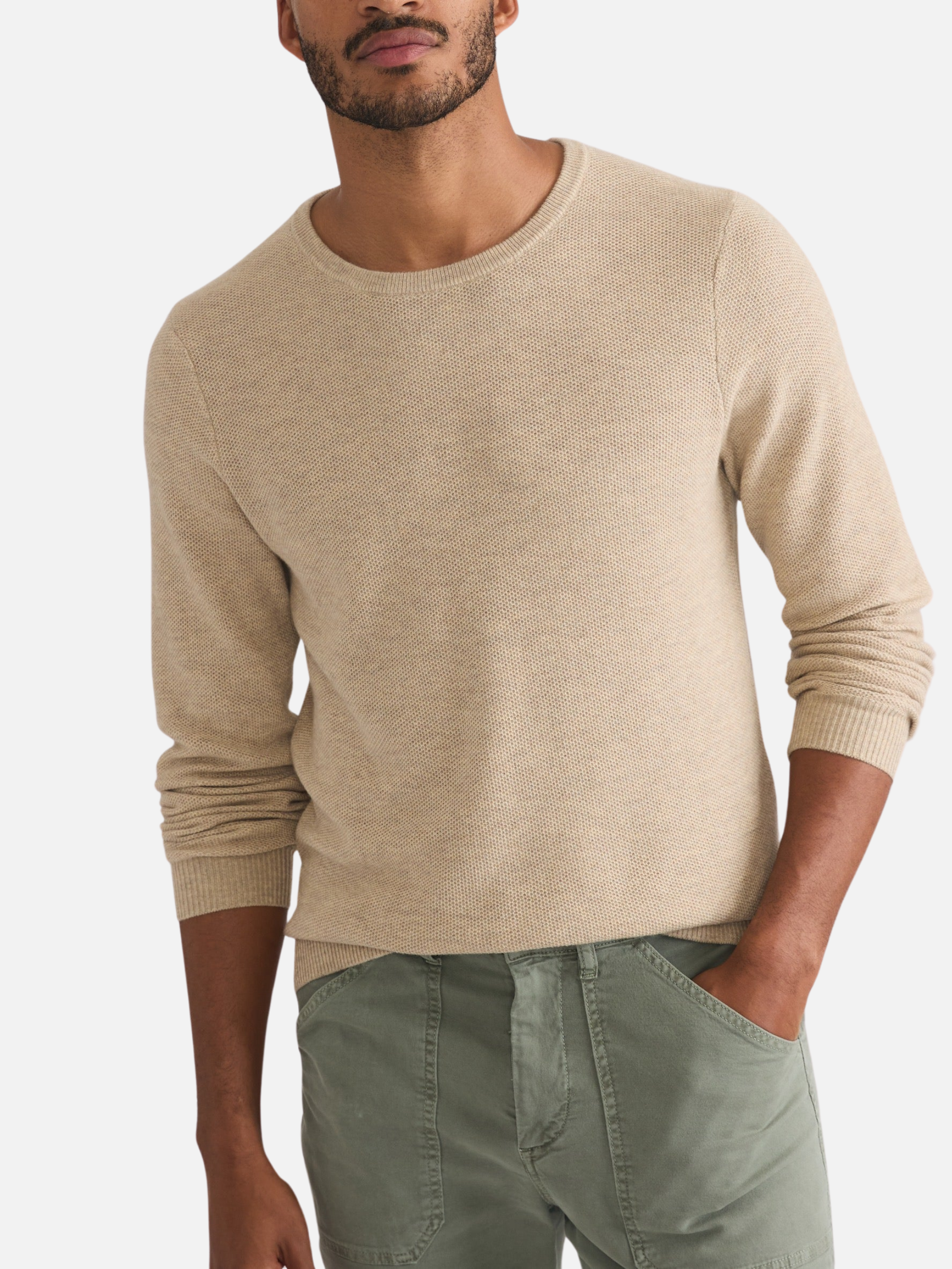 Marine Layer Merino Wool Blend Sweater Tee Driftwood Cream LS Long Sleeve Men’s Tops Athens GA Georgia Kempt Menswear Store Near Me