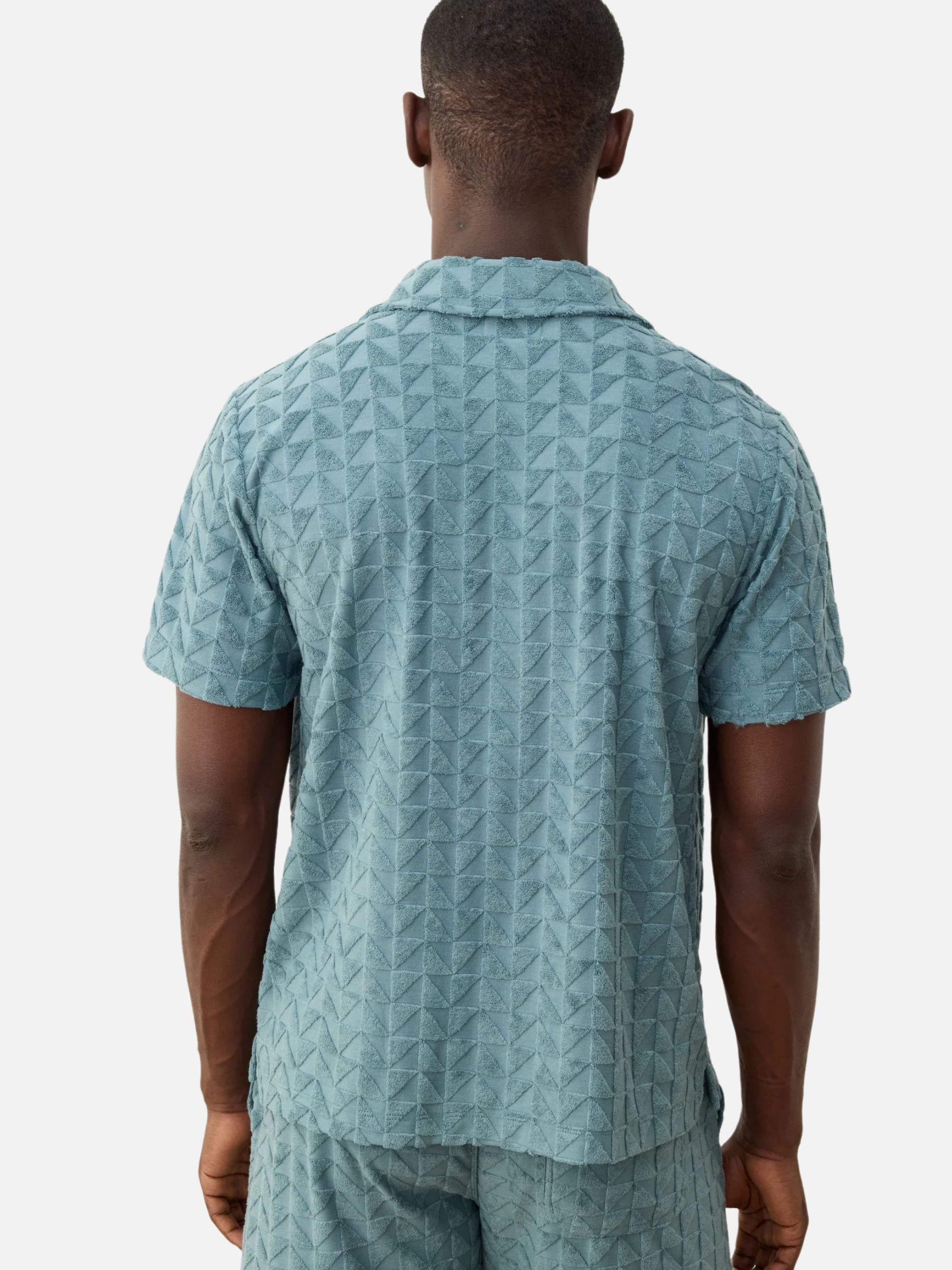 Marine Layer Towel Terry Resort Shirt North Atlantic Blue Terrycloth Textured Men’s SS Short Sleeve Collared Button Down Top for Men Spring Summer Athens GA Georgia Menswear Store Near Me