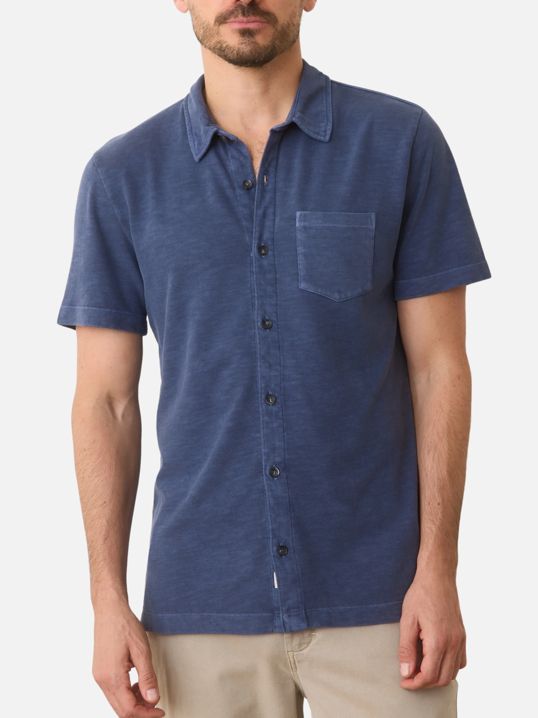 Marine Layer Vintage Heavy Slub Button Down Collared Men’s Shirt Tops for Men Mood Indigo Blue Purple Front Pocket Spring Summer Athens GA Georgia Kempt Menswear Store Near Me