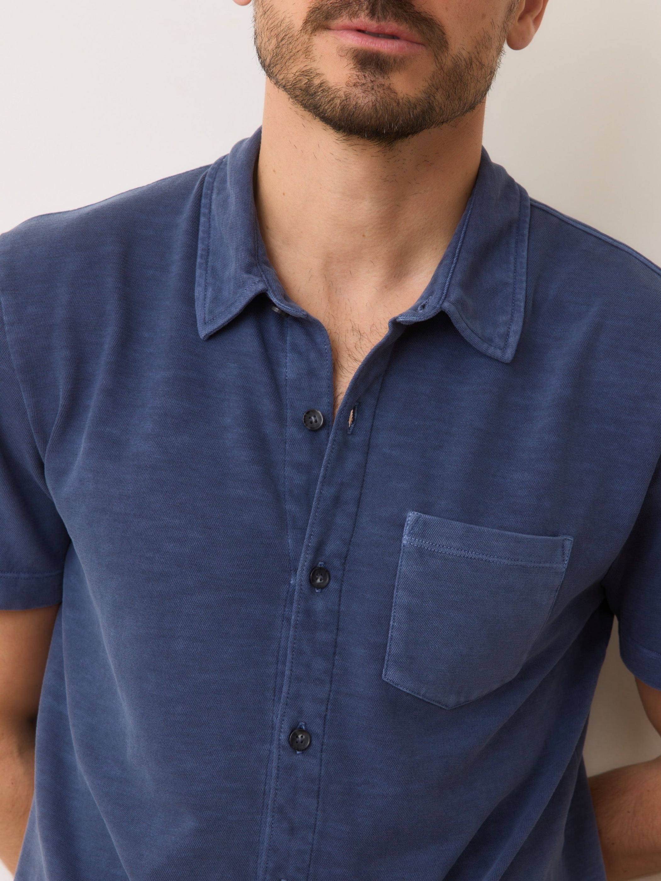 Marine Layer Vintage Heavy Slub Button Down Collared Men’s Shirt Tops for Men Mood Indigo Blue Purple Front Pocket Spring Summer Athens GA Georgia Kempt Menswear Store Near Me