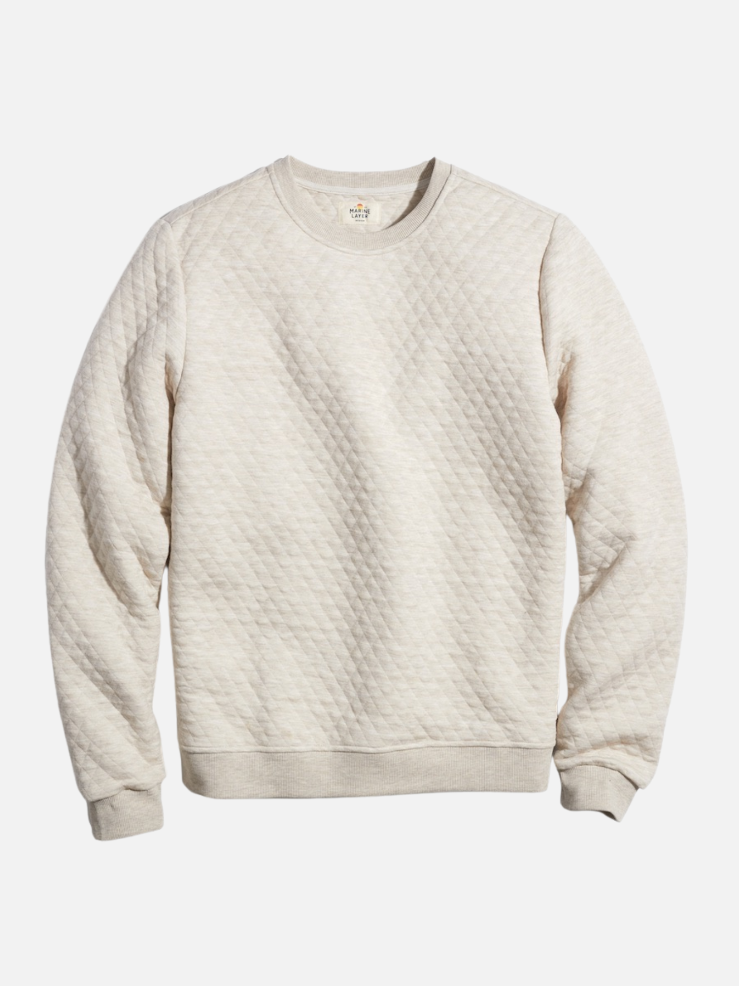Marine Layer Corbet Quilted Crewneck Dark Oat Sweatshirt Kempt Menswear Shop Athens GA