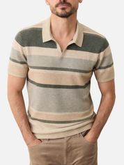 Marine Layer Liam Sweater Polo Green Multi Men's SS Short Sleeve Knit Polo Top For Men Spring Summer Athens GA Georgia Kempt Menswear Store Near Me