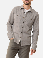 Marine Layer Pacifica Stretch Twill Overshirt Grey Railroad Stripe Shirt Jacket Kempt Mens Shop Athens Atlanta Georgia