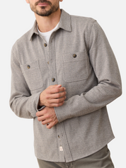 Marine Layer Pacifica Stretch Twill Overshirt Grey Railroad Stripe Shirt Jacket Kempt Mens Shop Athens Atlanta Georgia